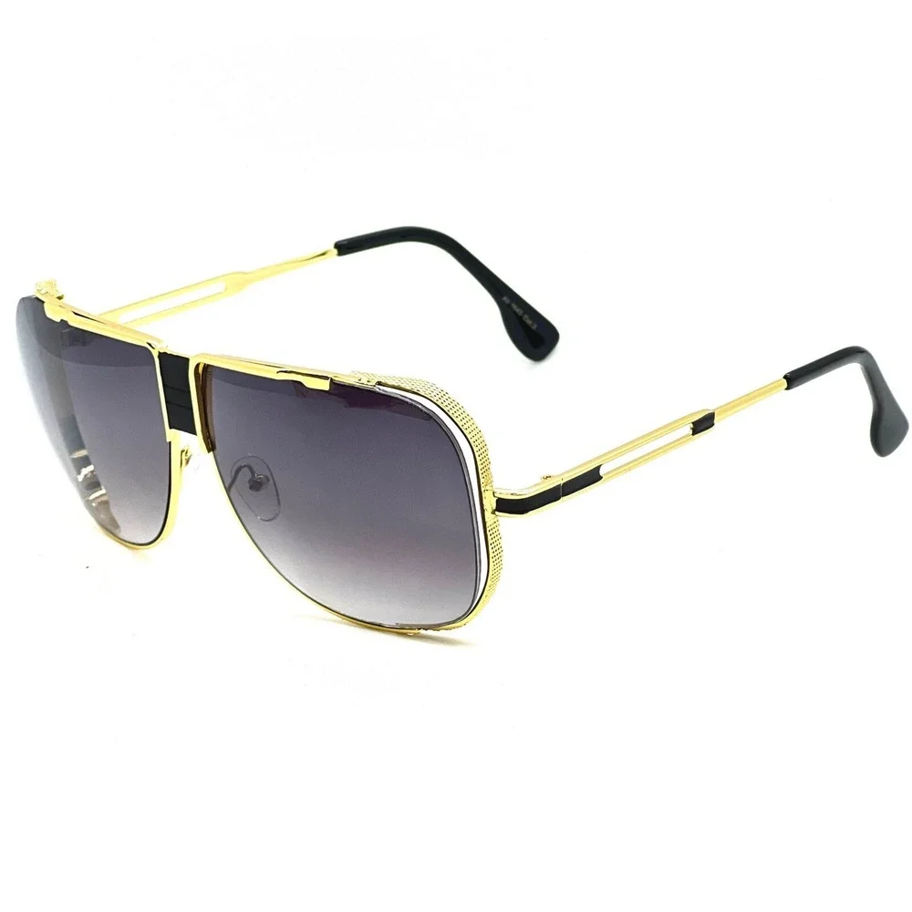 Sunglasses Gold Frame‎ Black Lens Fashion Shades Men's Sunglasses Outdoor Trendy